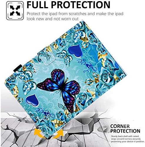 KEROM Samsung Galaxy Tab A7 Lite Case 8.7 inch 2021 Model (SM-T220/T225/T227), PU Leather Stand Cover Protective Case for Samsung Galaxy Tab A7 Lite 8.7'' 2021, Blue Butterfly