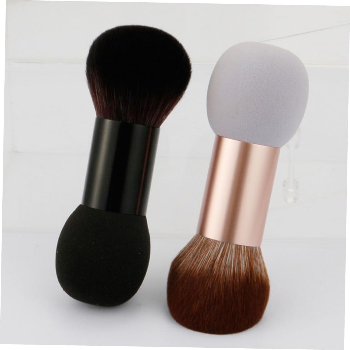 NOLITOY Practical Blush Brush Set Double Head Makeup Brush Sponge Multi-purpose Cosmetics Tool for Women