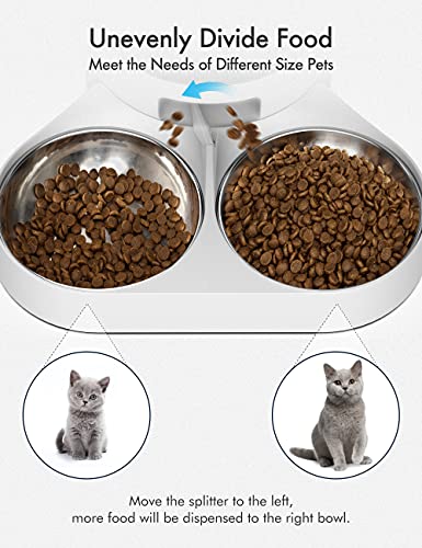 Image of PETLIBRO Pet Food Splitter with Stainless Steel Bowls, Automatic Cat Feeder Bowls for Two Cats or Dogs, Suitable for PETLIBRO Automatic Cat Feeder PLAF005, PLAF006, PLAF103, PLAF203, White