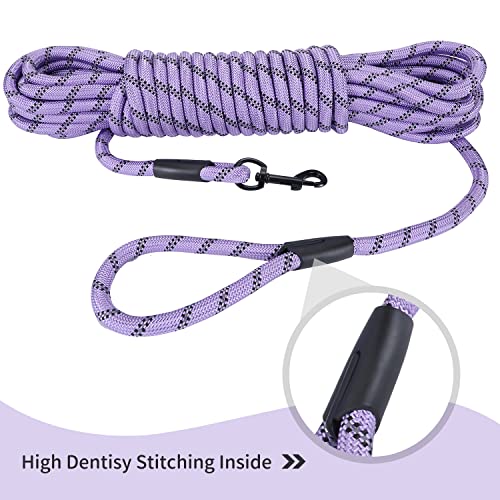 Image of Long Dog Leash for Training 20Ft-Reflective Nylon Rope with Swivel Hook-Recall Agility Lead for Large Small Medium Dogs Outside Walking Hiking-Purple Diam 1 /2 inch