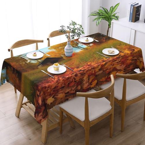Nappe polyester lavable 137x183 rectangulaire anti-tache Gallery for Fall