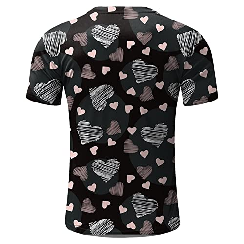Camiseta masculina de manga curta com estampa de algodão e estampa de dia dos namorados, G, GG