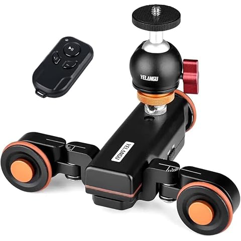YELANGU L4X-BC Mini 3 Wireless Remote Control Wheel Camera Dolly Motorized Electric Track Slider Motor Dolly Truck Car for Camera,Camcorder and Smartphone Cover