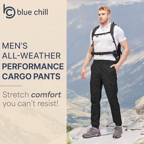 BLUE CHILL Mens Cargo Joggers with Pockets Waterproof Lightweight Outdoor Hiking Pants Relaxed Fit Cargo Pants2