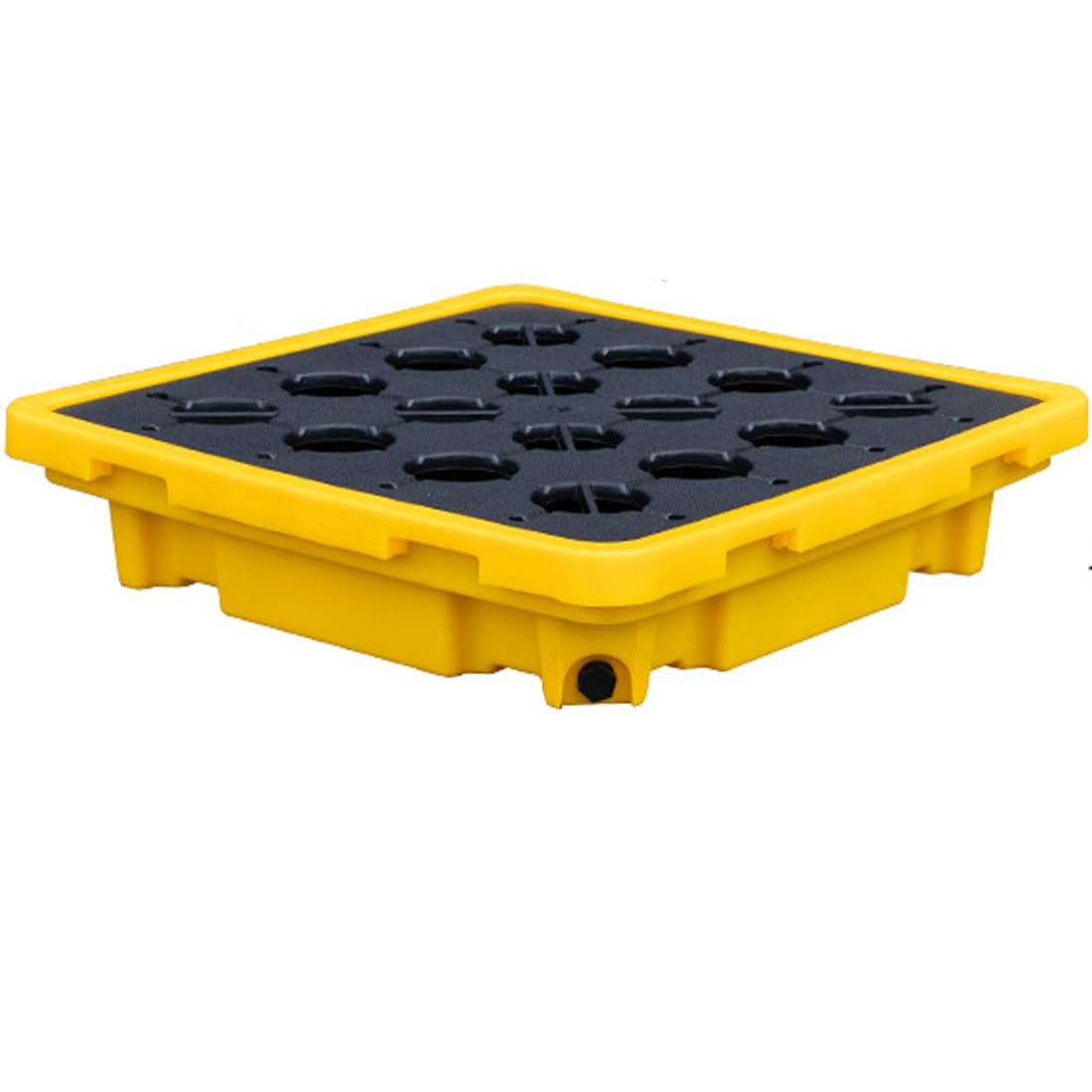 QUSYZD Modular Spill Containment Tray for 1-4 Drums, Polyethylene Spill Platform with Grating, Oil & Chemical Drum Spill Prevention Pallet, Leak Proof, 67x67x15cm,