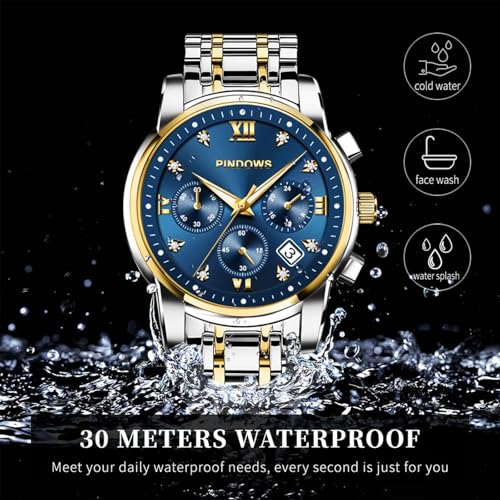 Image of PINDOWS Watch for Men Big Dial Analog Digital Black Silicone Sport Multifunction Luminous LED Dial Waterproof Watches Fashion Wristwatches