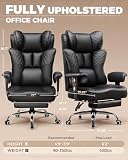 GTPLAYER Big and Tall Office Chair Wide Ergonomic Gaming Chair with Deluxe Embossing Designed Leather with Foot Rest,150°Reclining Adjustable Soft Armrests Pocket Spring Back Support and Pillow