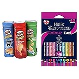 Helix Pringles Pencil Case & Helix Oxford Colour Gel Pens (10 Pack of Assorted Colours)
