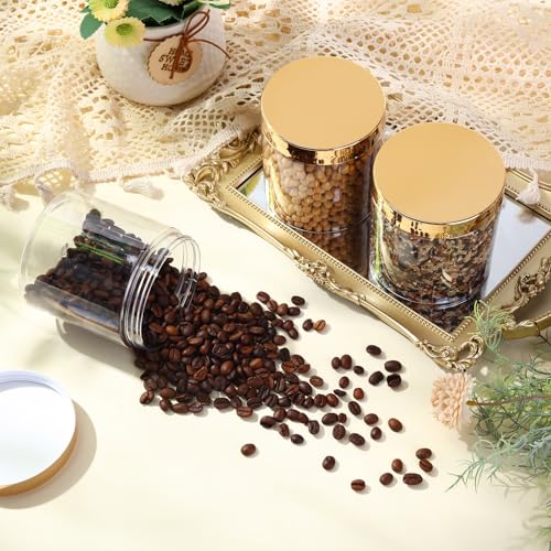 Image of Patelai 4 Pcs Plastic Jars Wide Mouth with Lids,16 Ounce,Gold