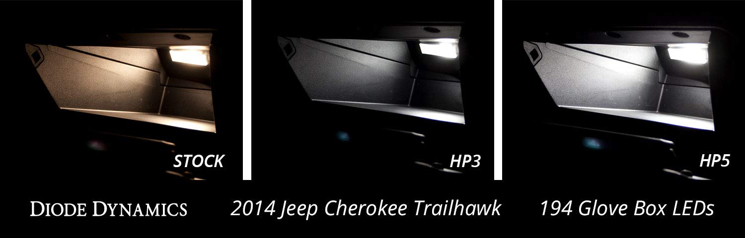 Diode Dynamics Glove Box LED compatible with Jeep Cherokee 2014-2016 (one), 194 HP3 Pure White (5000K)