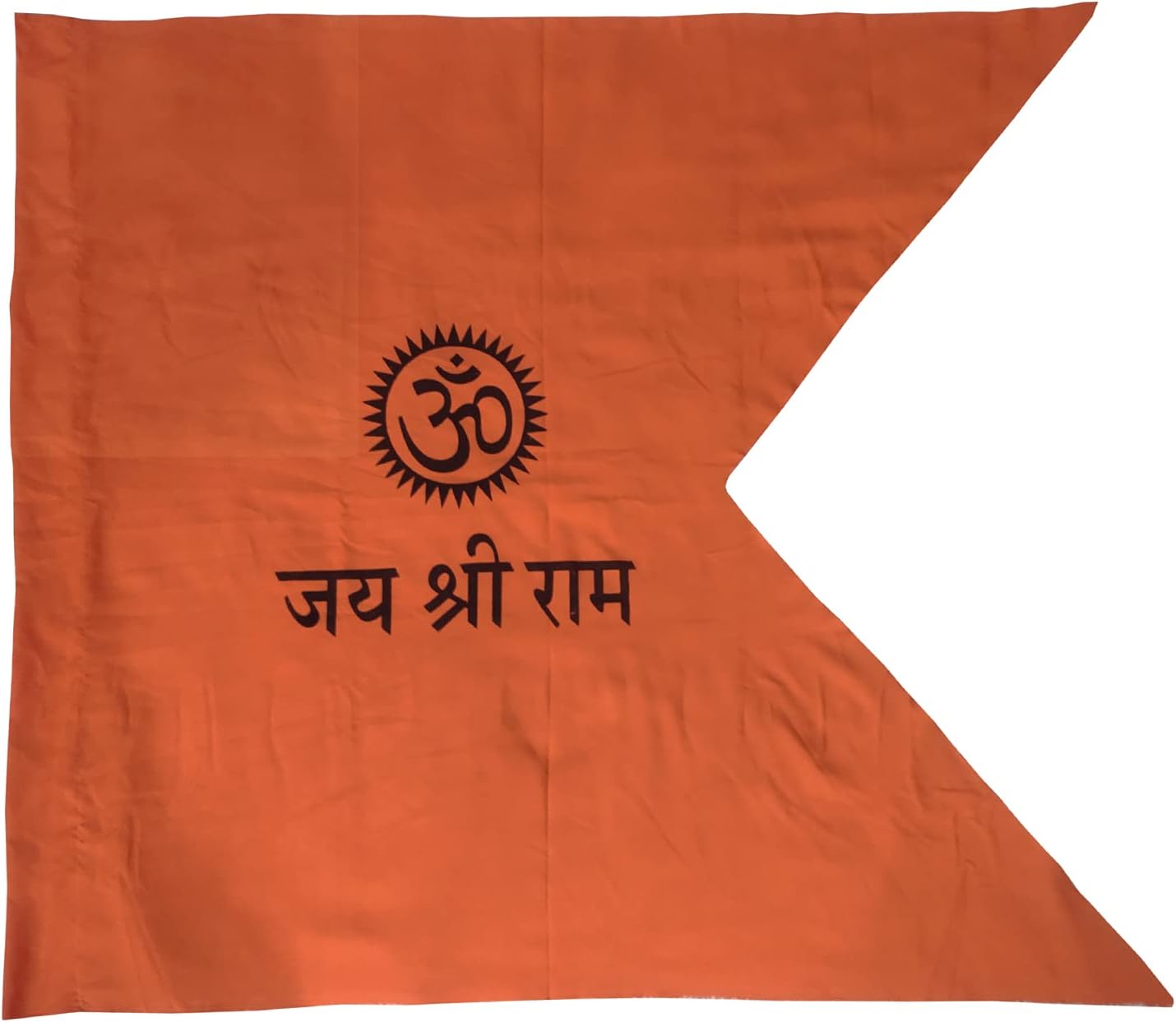 Poveria Om Printed Bhagwa Jhanda Jai Shree Ram Safforn Flag 42X56 Inch, Saffron