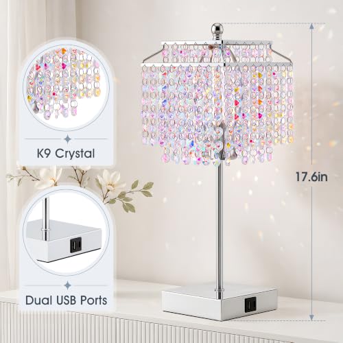 Image of Luvkczc Multicolor Crystal Touch Table Lamp, Bedside Lamps Nightstand Lamps