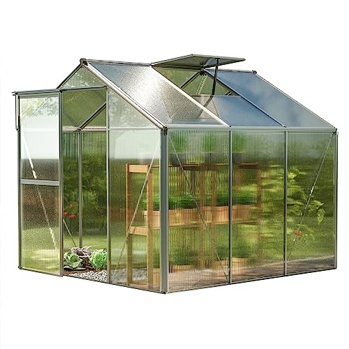 GFP Gewächshaus Viola Alu-Rahmen 222x223 cm, 6 mm Doppelstegplatten, mit automatischem Fensteröffner Transparent