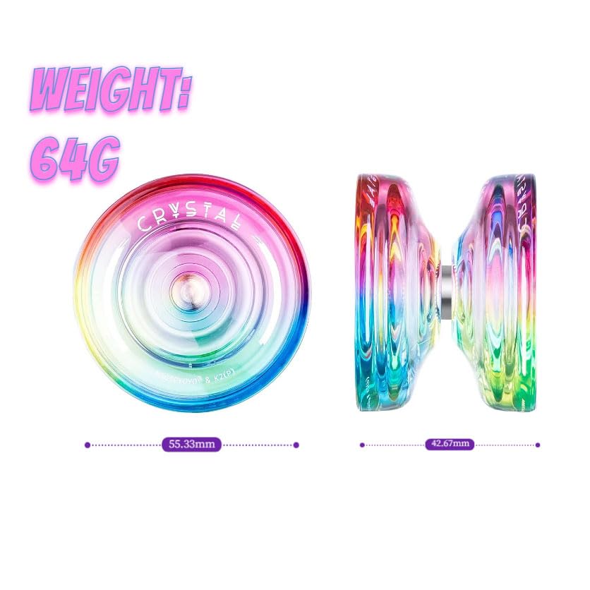 Image of MAGICYOYO Pack of 2 Responsive Yoyos for Kids Beginners, K2 Crystal Yo-yos with 2 Yo Yo Gloves, 2 Yo yo Bags, 12 Yo yo Strings (Crystal Blue+Blue Pink Yellow)