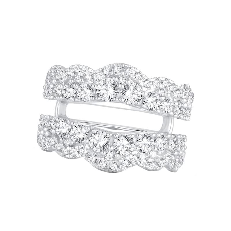 1.89 Ct Round Cut Moissanite 14K White Gold Over Double Guard Enhancer Ring For Women's3