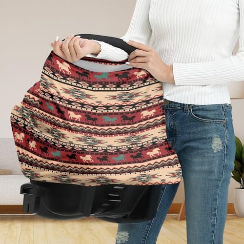Image of Aztec Infant Stroller Cover Dust Cover Multi-Use Car Seat Canopy Cover Privacy Protection Reusable Stroller Canopy Covers Stretchy Breastfeeding Shawl