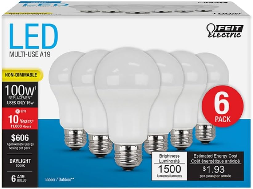 Feit Electric Bulb LED A19 DL 16W 6PK