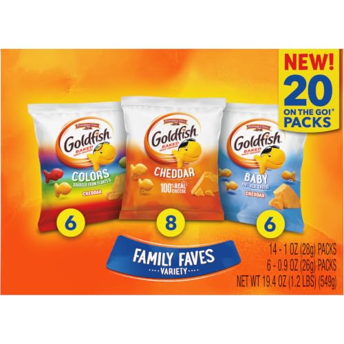 Image of Goldfish Family Faves Cheese Cracker Snack Packs, 20 Count Variety Pack