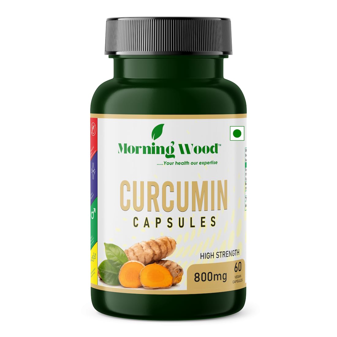 Morning Wood's Curcumin Tablets with Piperine and 95% Curcuminoids | Anti-inflammatory Supplement for Adults | With Curcuma Longa, Turmeric & Ginger Root Extract | 800mg, 60 Veg Capsules-image-45