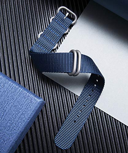 Image of BINLUN Premium Ballistic Nylon Watch Strap, Heavy Duty 5-Ring Replacement Watch Band with Stainless Steel Buckle, Durable & Comfortable Sport Band for Men Women, Fits 18-24mm