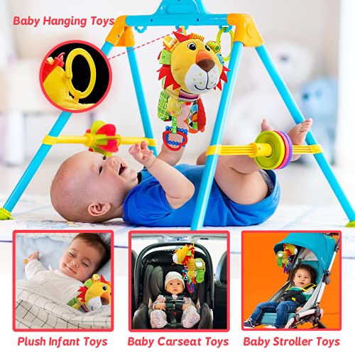 Jericetoy Baby Toy Plush Infant Toy With Musical Box Baby Carseat Toy Stroller Hanging Toy Development Toy With Rattles Crinkle Teether Magic Mirror, Stroller Clip-On Carseat Cot Crib Bed - Lion #TOP5