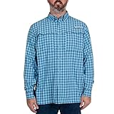 HABIT Men's HB Long Sleeve River Shirt, Cationic Hatch Plaid Alaskan Blue, X-Large