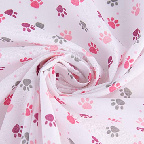 SCHÖNER LEBEN. Baumwollstoff Pfoten Tatzen Abdrücke weiß grau rosa pink Beere 1,4m