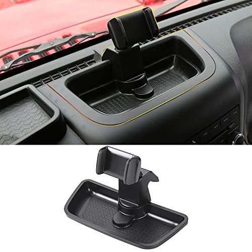 TDHLW Suporte para telefone com bandeja de armazenamento compatível com Jeep Wrangler JK JKU 2011-2018, acessórios interiores preto