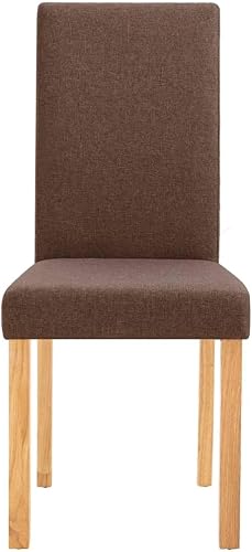 Miniatura 5 de 6 Pcs Brown Fabric Dining Chairs with Soft Upholstery, Ergonomic Design and Solid Wood Legs for Dining Room Kitchen and Restaurant
