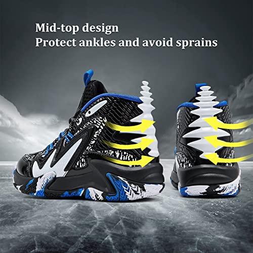 Image of VITUOFLY Kids Basketball Shoes Boys Sneakers Girls Mid-top Sports Shoes | Ankle protection, Non-slip TPR outsole, Cushioned shock-absorbing EVA midsole, Indoor outdoor sports for little & big kids