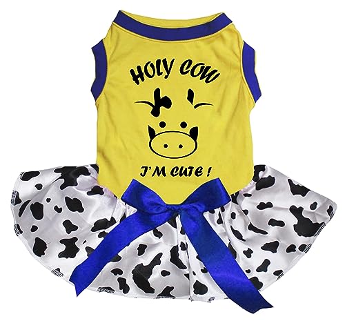 Robe pour chiot look mignon Holy Cow jaune imprimé vache L - 2