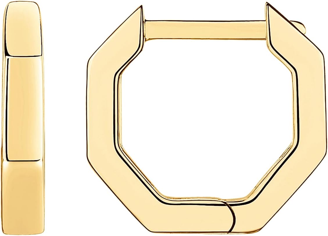 14K Gold Plated Chunky Huggie Earrings for Women, Small Hoop Earrings
