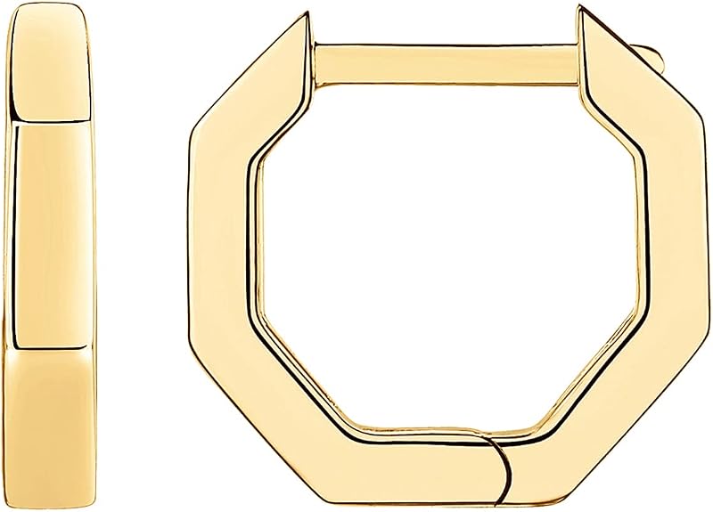 14K Gold Plated Chunky Huggie Earrings for Women, Small Hoop Earrings | Hypoallergenic Earrings with 925 Sterling Silver Posts, Trendy Ultra Thick Huggie Hoop Earrings