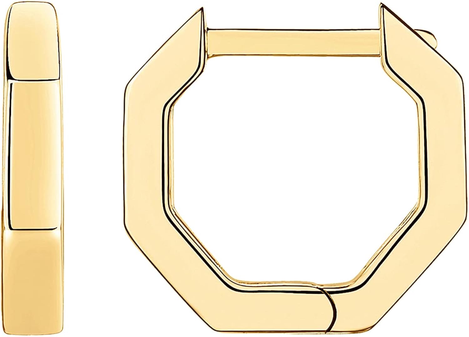 PAVOI - Aretes tipo arracadas de plata de ley 925, chapados en oro de 14 quilates, con diseño de aro ultra grueso y pequeño, para mujer