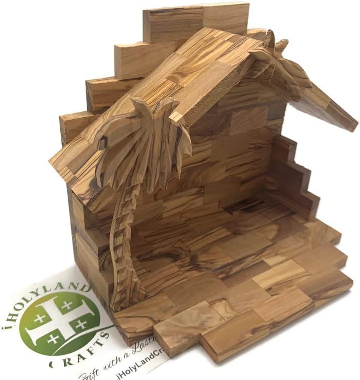 Nativity Sets for Christmas Indoor, Olive Wood Nativity Set, Holy Land Handmade Nativity Scene, Rustic Nativity Scene Set with 12 piece Holy Family Figurines, Christmas Nativity Gift Home Décor