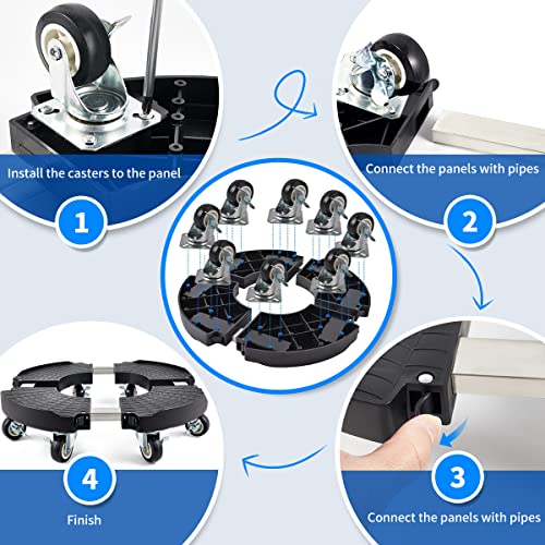 TreeGun 2 Pack Plant Caddy with Wheels Heavy Duty, Plant Trolley with 8 Lockable Casters, Plant Stand with Wheels Heavy Duty Adjustable 15"-21", 330lbs Capacity for Large Plant/Flower Pot