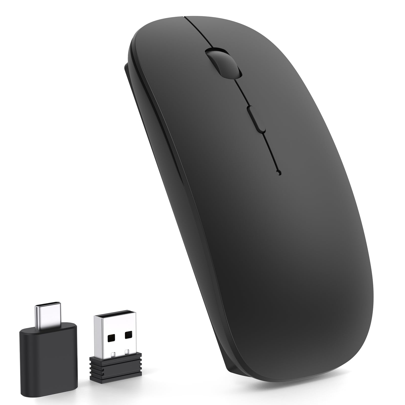RaceGT Maus Kabellos USB-C & USB-A, Mouse Aufladbar 2,4GHz Leise klick 3 Adjustable DPI Level mit 4 Tasten, mit EIN Aus Schalter für Computer Laptop PC MacbookPro/Air Chromebook