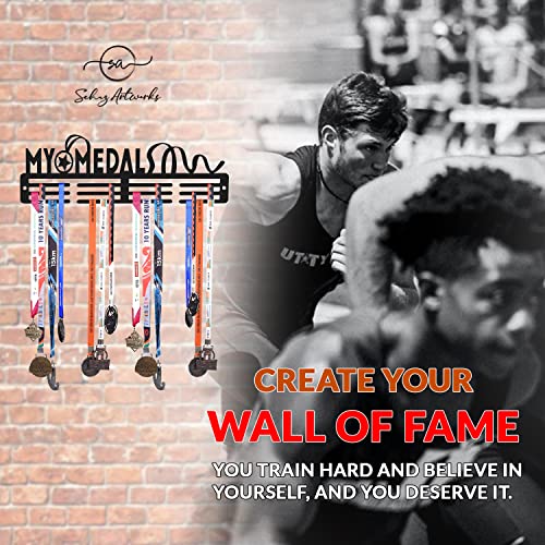 Medal-Holder-Display-Hanger-Rack-Medals-Black-Medal-Holder-Wall-Mount-Running-Medal-Frame-Holds-Upto-24-30-Medals-by-Sehaz-Artworks