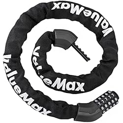 Candados Para Cadenas Industriales ValueMax Candado de Bicicleta con 5 Dígitos, Cerradura de Bloqueo Alta Seguridad, Candado Combinación de 8mm*1m, Candado de Cadena Bicicleta, Cable Antirrobo, para Moto Bicicleta, Negro