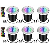 FTL RGB Well Lights Landscape LED Low Voltage Outdoor In-Ground Lights Color Changing Landscape Well Lights Remote Control 12W Waterproof 12V 24V Up Lighting for Garden Pathway Driveway, 6 Pack