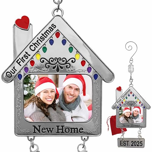 Our New Home Photo Christmas Ornament - First Christmas in Our New Home EST. 2025 - House Warming Present for New Homeowners - Gift-Storage Bag Included - 4