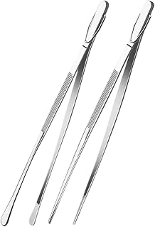 Set med kökstänger 2 st pincetttång fin pincett tång extra lång 304 rostfritt stål matlagningspincett för kök mat matlagning havsmat och grill för användning i köket (25 cm)