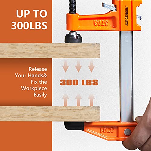 Jorgensen 6 Inch Bar Clamp Set, 2-Pack Steel F Clamp Light Duty, 300 Lbs Load Limited, For Woodworking, Metalworking thumb #3