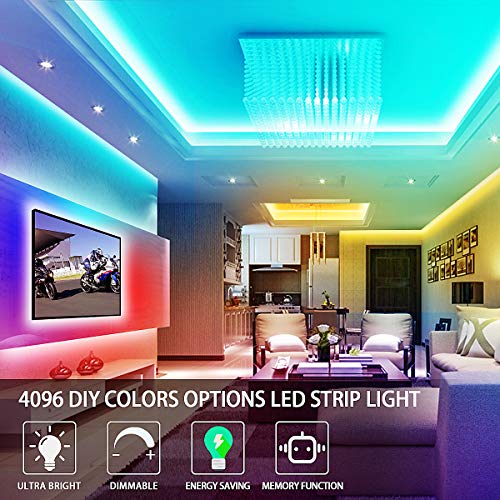 Rgb Led Strip Lights 32.8Ft,4096 Diy Colors Rope Lights With Memory Function, Self-Adhesive Color Changing Light Strip With Remote, 30Mins Timing Off Led Tape Light Kits For Home Decor #TOP1