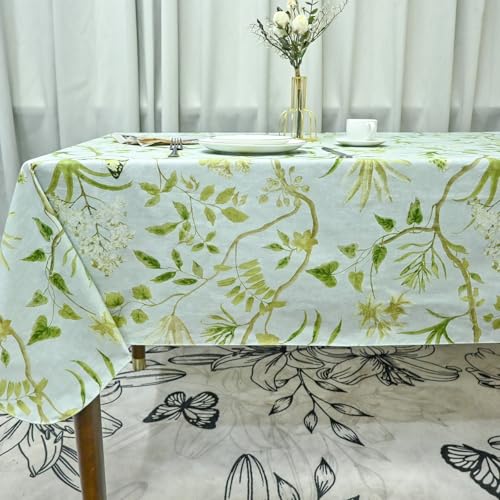 Xirggur Rectangle Flower Table Cloth, Waterproof Vinyl Tablecloth, Table Linens, Plastic Tablecloths for Dinner, Kitchen and Parties, 60