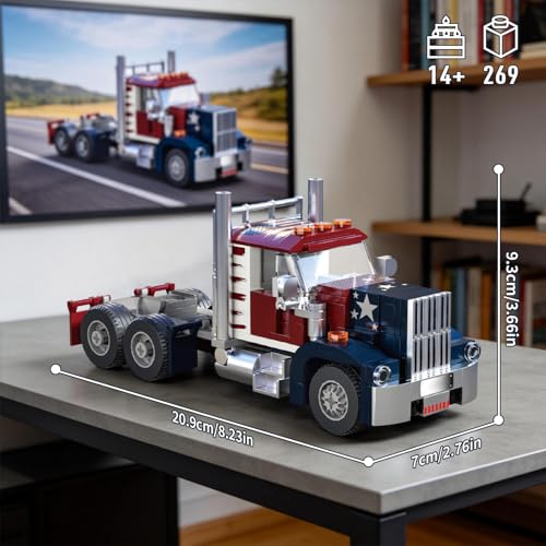 Image of HIGH GODO Semi Truck Building Set, MOC City Road Tow Truck Model Kit Build and Display, Technology Trailer Set Toy Gift for Teens Adults 12+ (269PCS)
