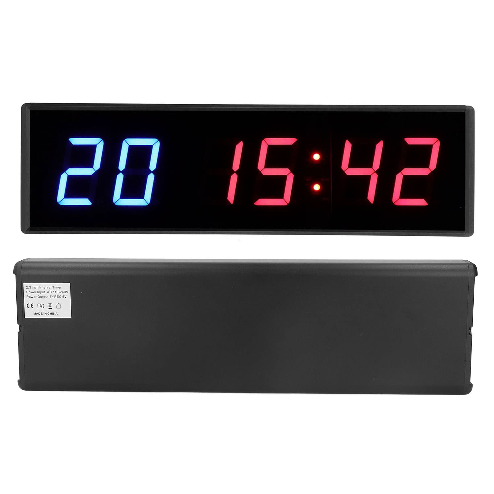 6 Digit LED Timer Countdown Interval Timer with Remote Control Digital Timing 12/24 Hour Clock Stopwatch for Gym Classroom Industrial Training Durable PVC High Gloss Glass 2.3 In