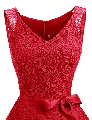 Image of Dressystar Women's Floral Lace V Neck Short Bridesmaid Cocktail Party Dress