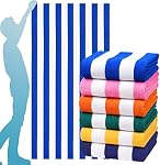 Ensemble de serviettes de plage surdimensionnées 6 pièces 72x40 po rayées, ensemble de serviettes en éponge fines XL, accessoires essentiels doux, super absorbantes pour la piscine, le voyage, le bain, la natation, le camping, en gros, hommes, femmes, adultes, cadeau
