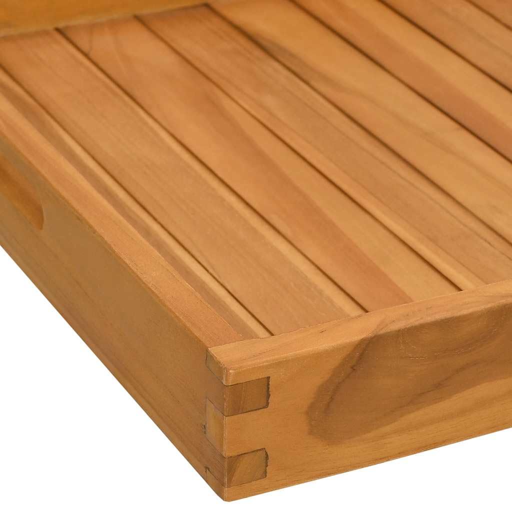 Bandeja de servir de madera maciza de teca de 50 x 50 cm con bordes elevados y asas empotradas, bandeja para servir para buffet, cocina, fiesta, catering, ideal como plato para queso, tartas
